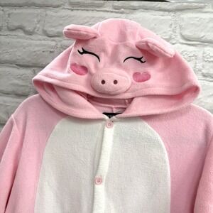 Kids Pink Pig Halloween Costume Size 8/10 Button Up Body Suit‎ Warm Ships Fast!